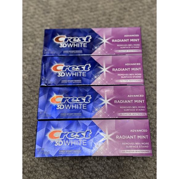 Crest 3D White Advanced Radiant Mint Toothpaste Lot of 4 Travel 2.4 oz Exp 2027 - Picture 1 of 8